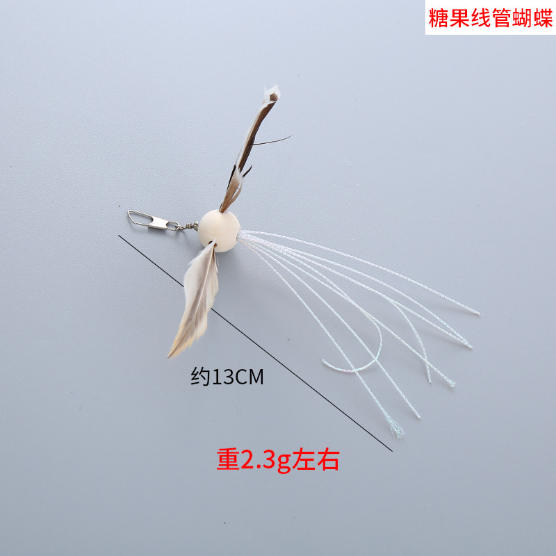 ペット用品の新型のぬいぐるみの羽の猫の棒は頭の昆虫の飛鳥に代わって伸縮棒の猫のおもちゃをかけることができます。