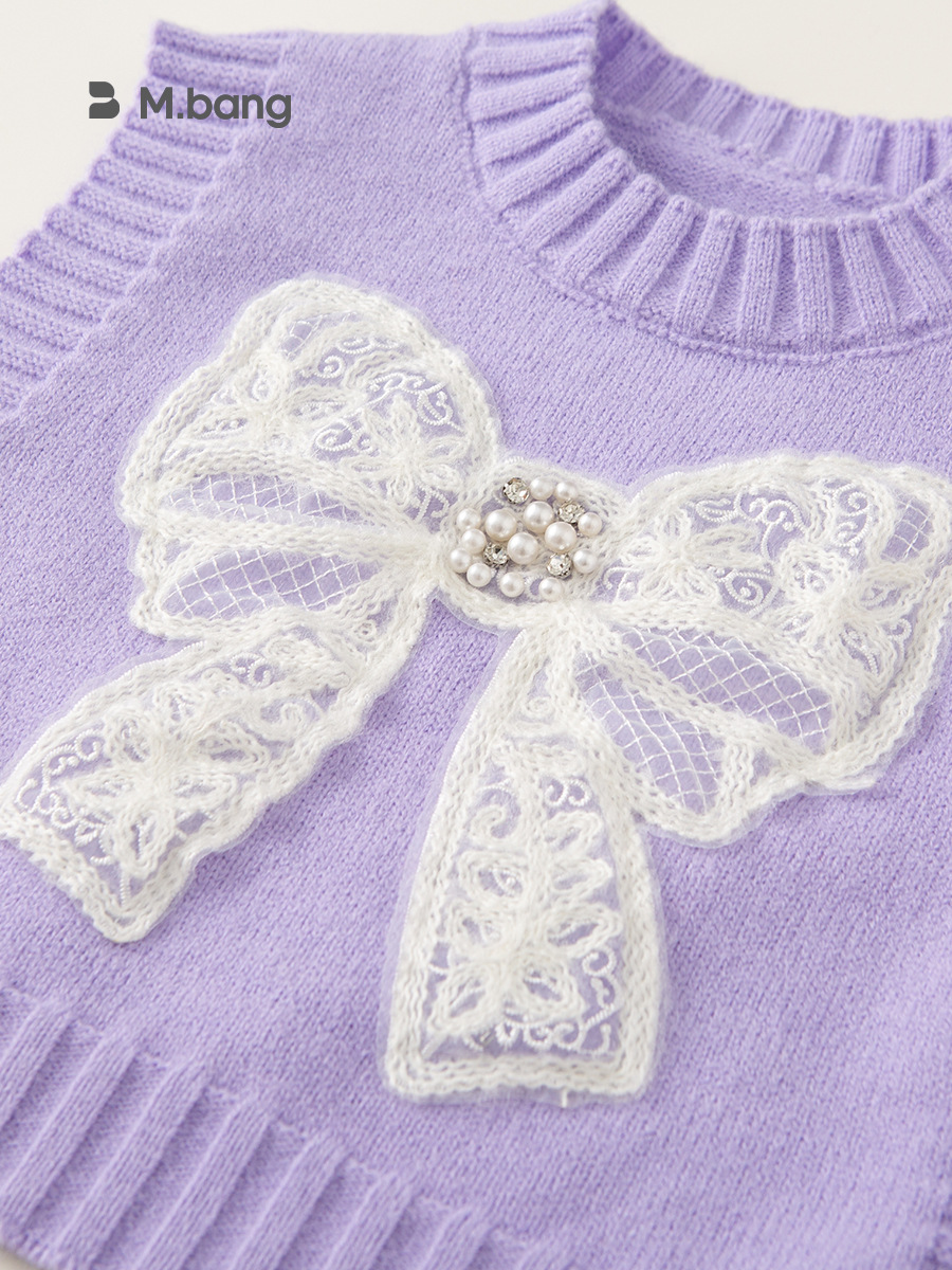 Youbao Ropa para niños Chaleco de punto para niñas Otoño Nueva ropa de otoño Chaleco de suéter sin mangas para niños con lazo para bebés