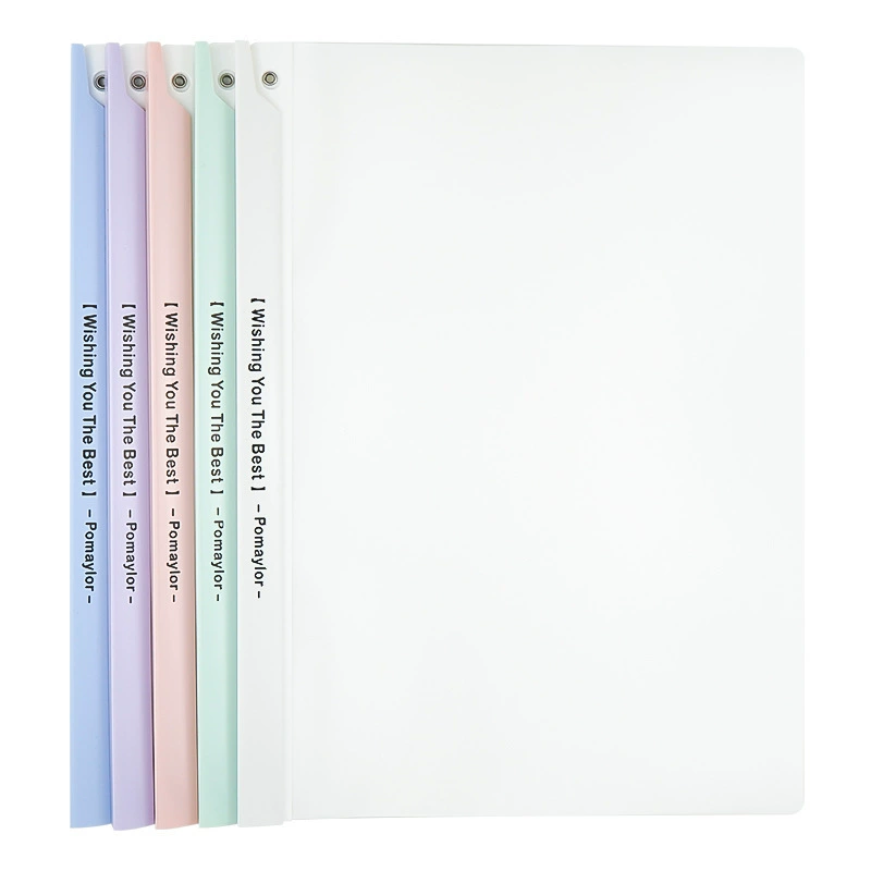 A4A4 rotary pull rod folder simple solid color test paper storage clip office thickened large capacity storage book purple