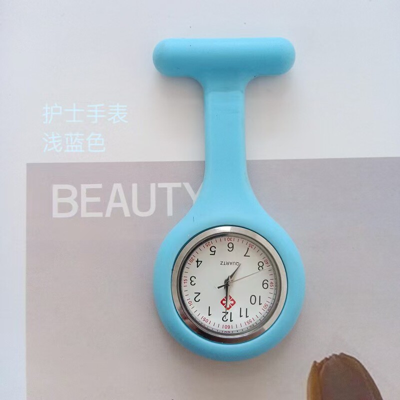 外贸硅胶护士表学生怀表别针挂表可定logo男女表T型果冻色表批发|undefined