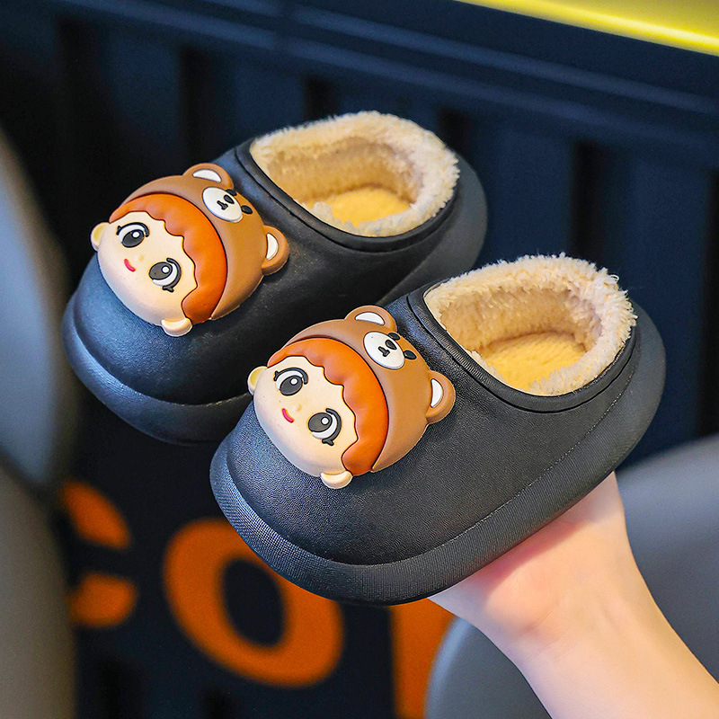 Zapatillas de algodón para niños otoño y invierno niños media bolsa de zapatillas de peludo para niñas pequeñas bebés pequeños lindos zapatillas de algodón