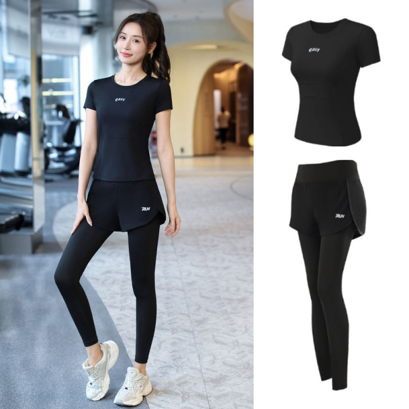 Trajes de yoga para mujeres de verano ropa deportiva suelta rápida ropa seca para correr trajes de mujeres de la mañana comercio al por mayor