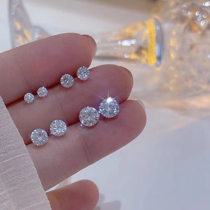 Super Flash Zircon stud earrings for women niche design simple all-match earrings light luxury elegant earrings high-grade earrings for women