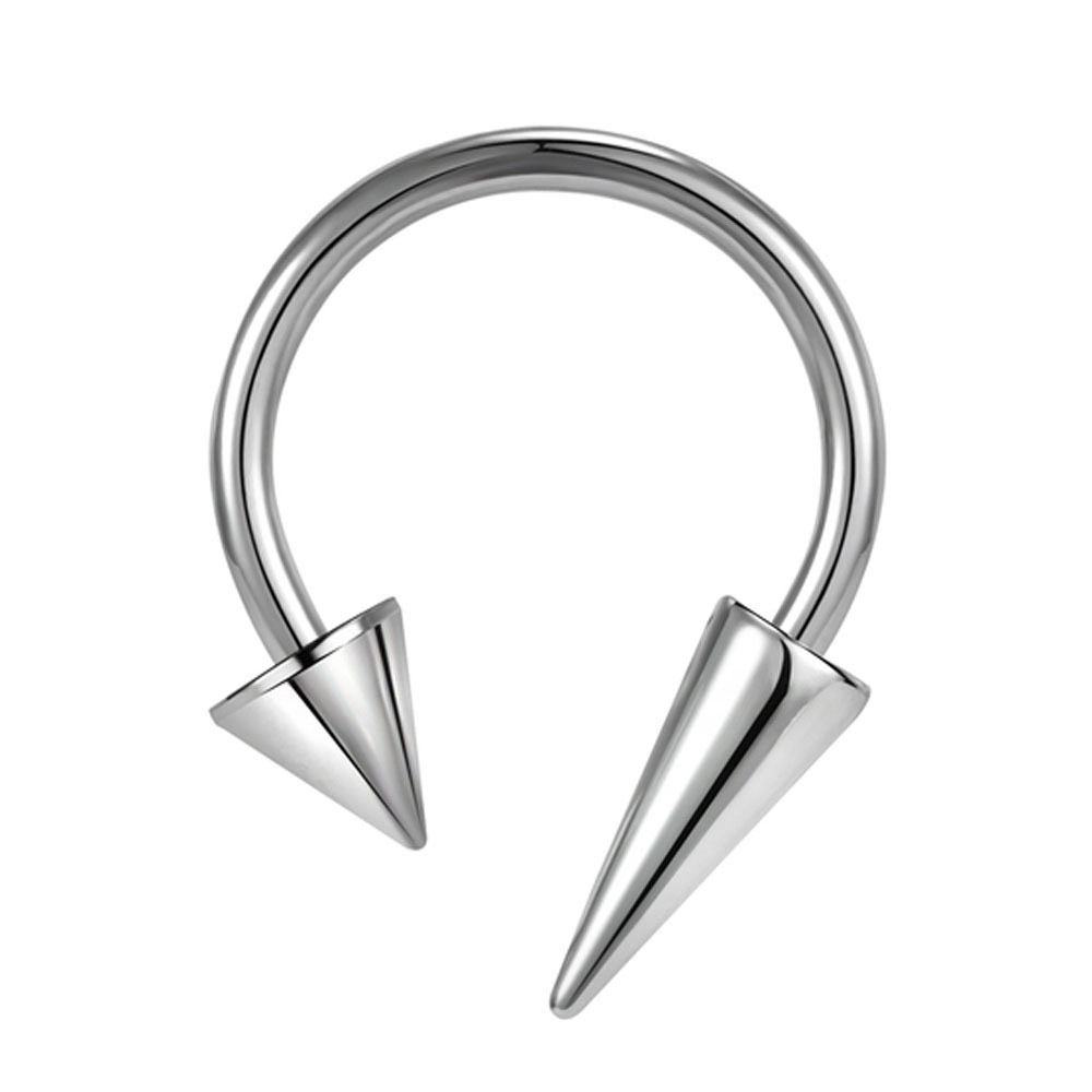 Spitzer Kegel-Septumstecker aus Edelstahl, Hufeisen-Lippen-Nasenstecker, Teufels-Ohrring, Knorpelpiercing, grenzüberschreitender Piercingschmuck_voghion.com
