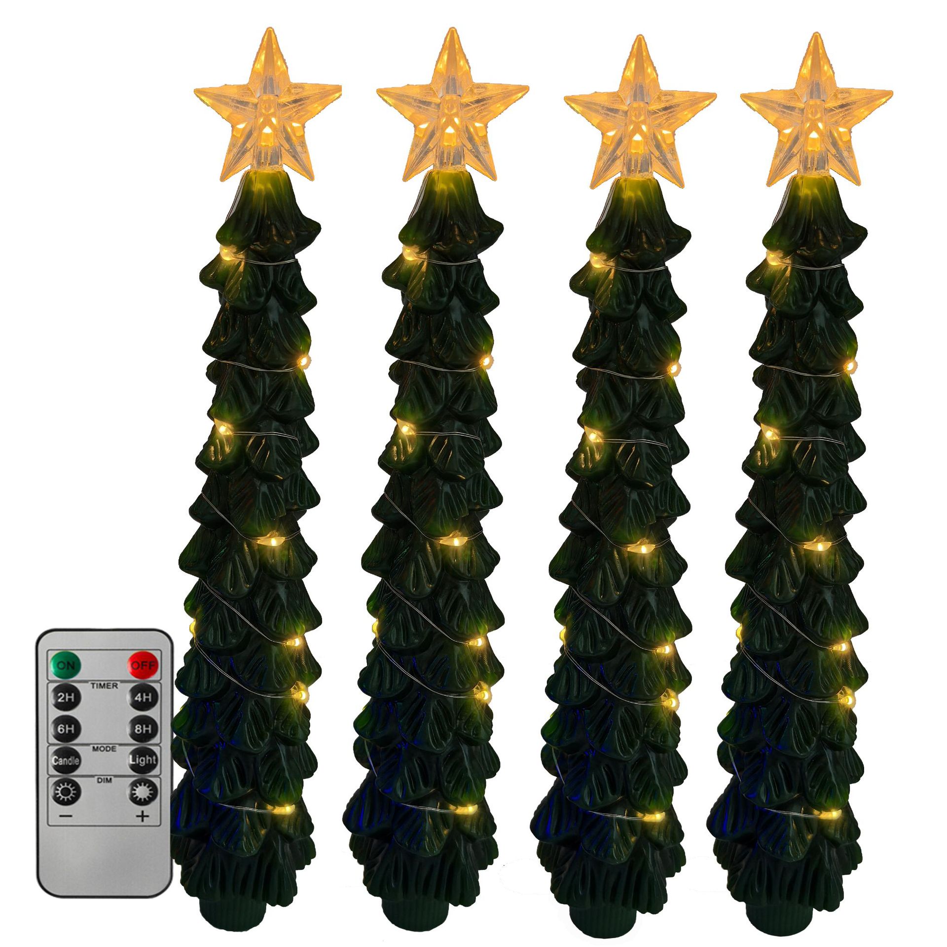 오각별 크리스마스 트리 10키 리모컨 + 따뜻한 흰색 반짝이 조명 스트링 (4개입, 리모컨 포함)