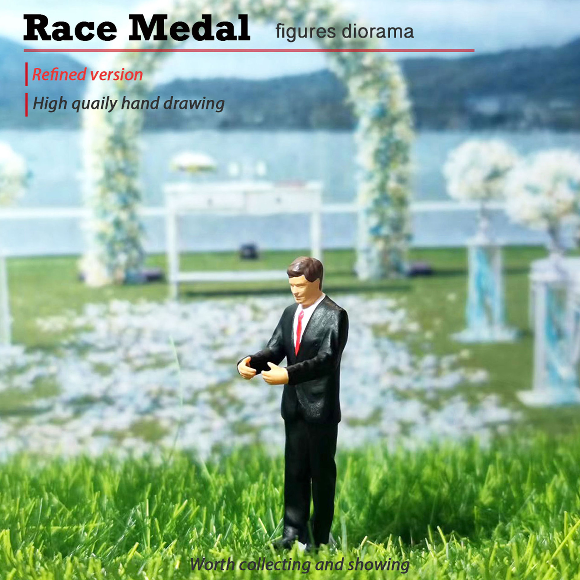 RM miniatura macro escena modelo micro villano mango novia y novio puede ser equipado con barro pensar país Iglesia lámpara adornos