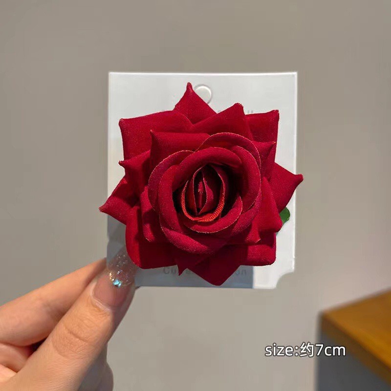Simulated 7cm Rose Flower Head DIY Brooch New Year Bride Hair Flower Hairpin Hair Clip Dessert Table Cake Decoration