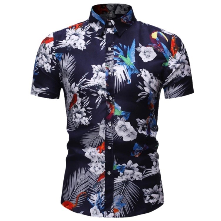 Camisa de manga corta hawaiana de vacaciones en la playa para hombres de verano Venta caliente Flor de tendencia salvaje Impresión 3D Ventas directas de fábrica