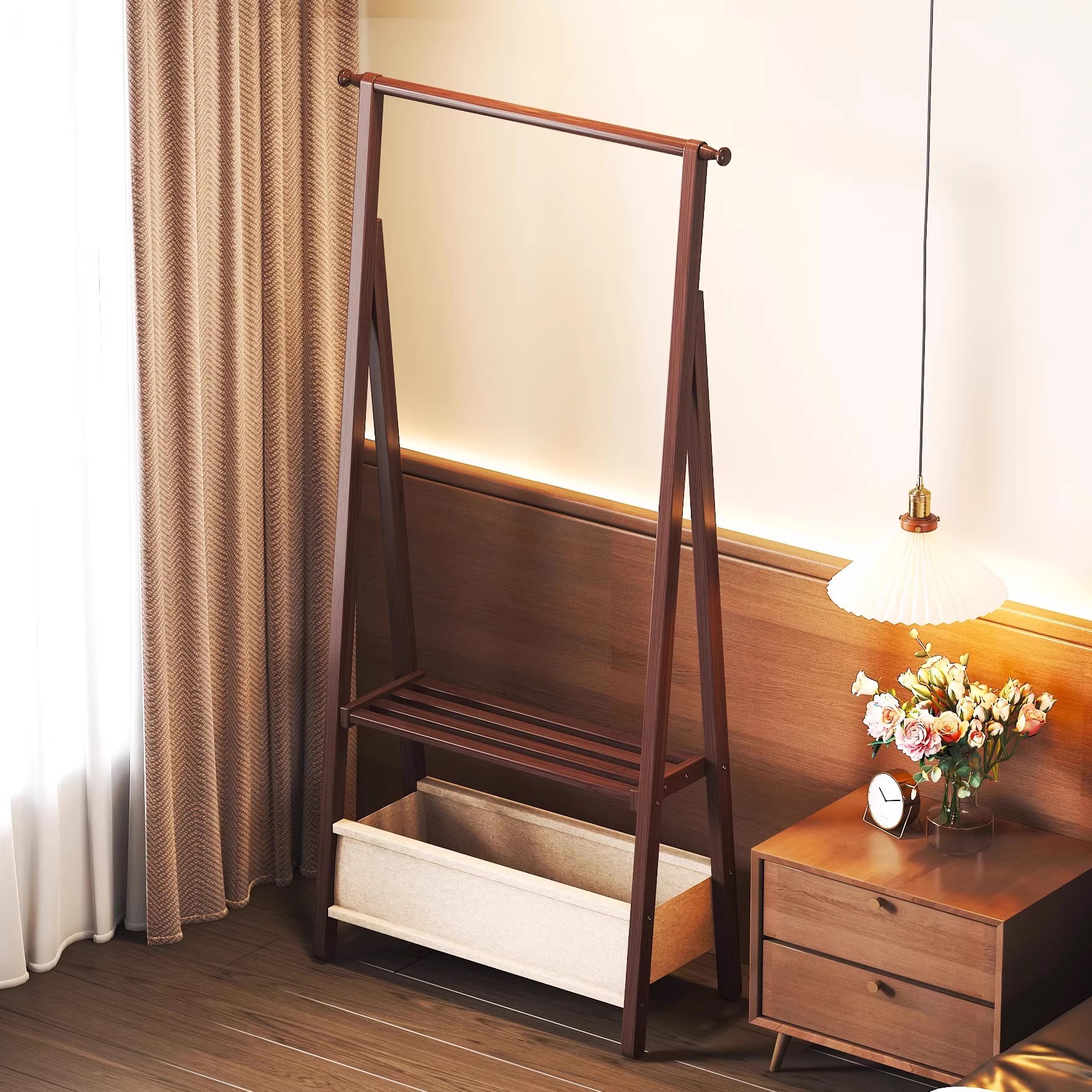 Bolsa de tela simple percha de ropa percha de sombrero de dormitorio doméstico habitación vertical al lado de la cama ropa de cola de la cama estante de almacenamiento