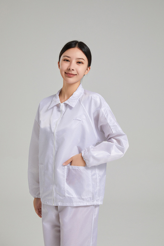帯電防止服、防塵作業場クリーン服、フード付きワンピース服、食品電子工場コート、ストライプ防塵分割服|undefined