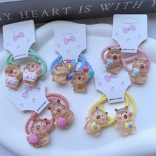 细闪卡皮巴拉拇指发圈可爱透色儿童不伤发头绳女生扎头发皮筋发绳