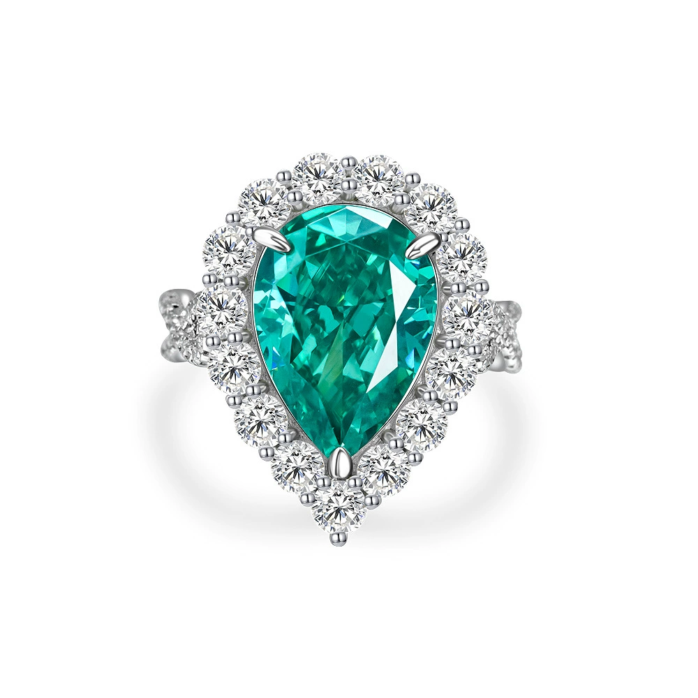 Shipei Water Drop 5 карат Paraiba 10*14 группа полная бриллиантов Европейское и американское кольцо ins Европейская и американская горячая распродажа