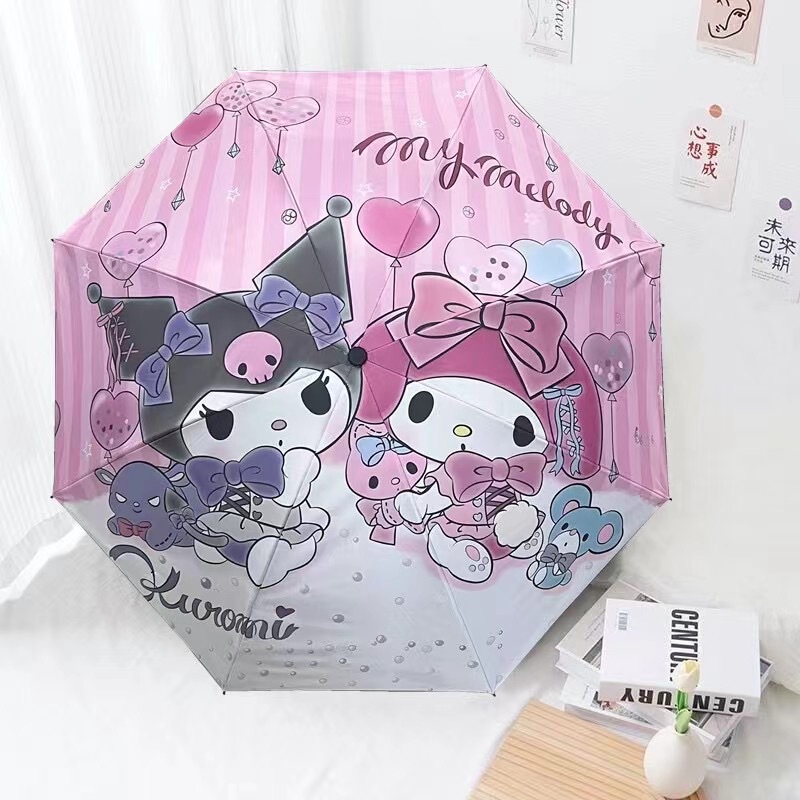 Fully Automatic Cartoon Kurome Stitch Vinyl Umbrella 70% off Sunny Umbrella Sanrio Cute Foldableing Student Umbrella