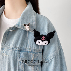 Kurumi brooch for women, cute Japanese-style plush cartoon toy pin, clothing, bag, accessory, hanger
