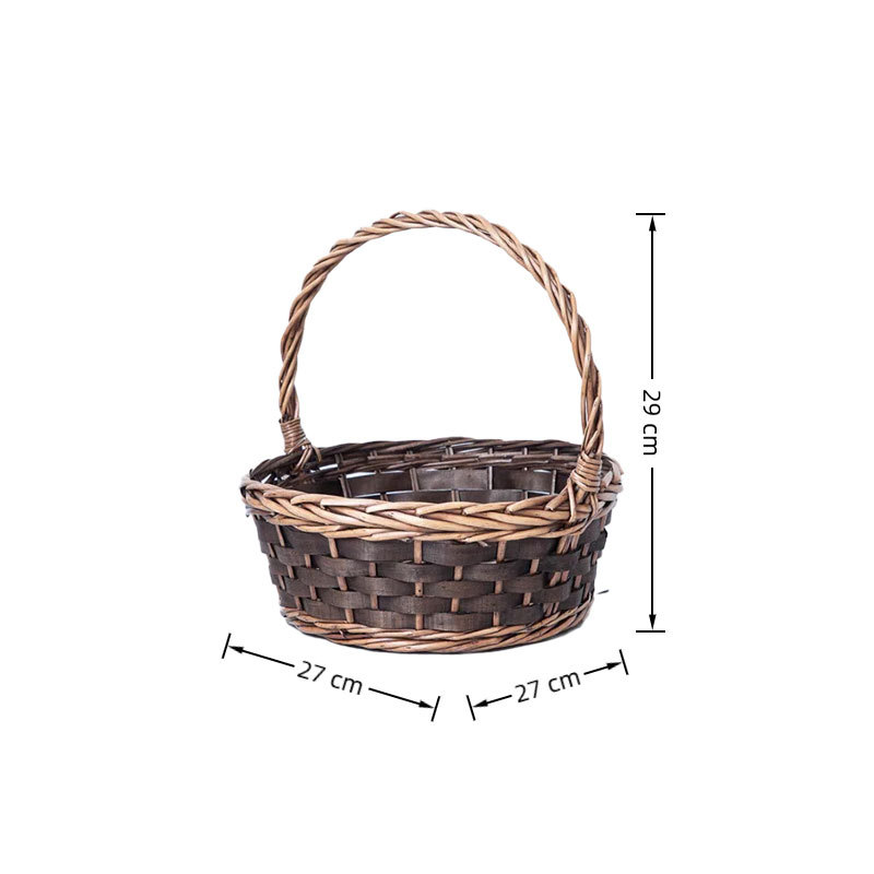 갈색 광택 원형 이탈리안 바구니 3개 세트, 소형