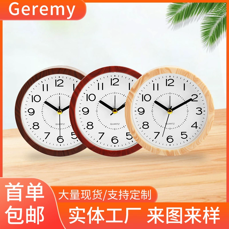 Настольные часы Креативная имитация дерева Будильник Студенческое общежитие Настольная кровать Оптовая продажа Спальня Современная простая светящаяся Древесина зерна