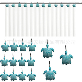 12Pcs Cross-Border E-Commerce Temu Xiyin Amazon Best-Selling Turtle Resin Shower Curtain Hooks