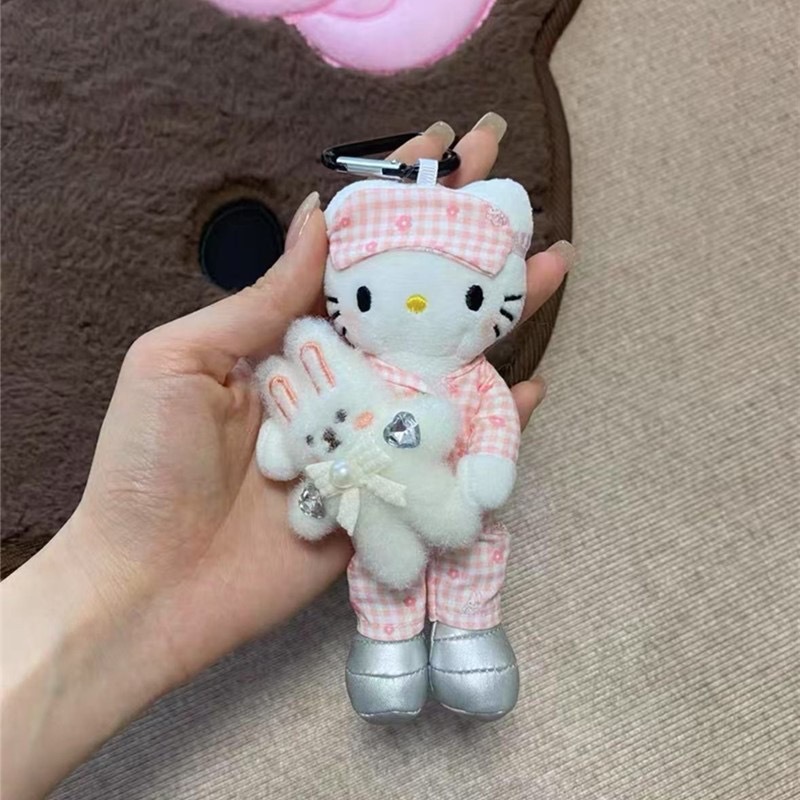 秋冬可爱长腿kitty毛绒挂件裙子换装娃衣ins风玩偶挂饰背包钥匙扣|undefined