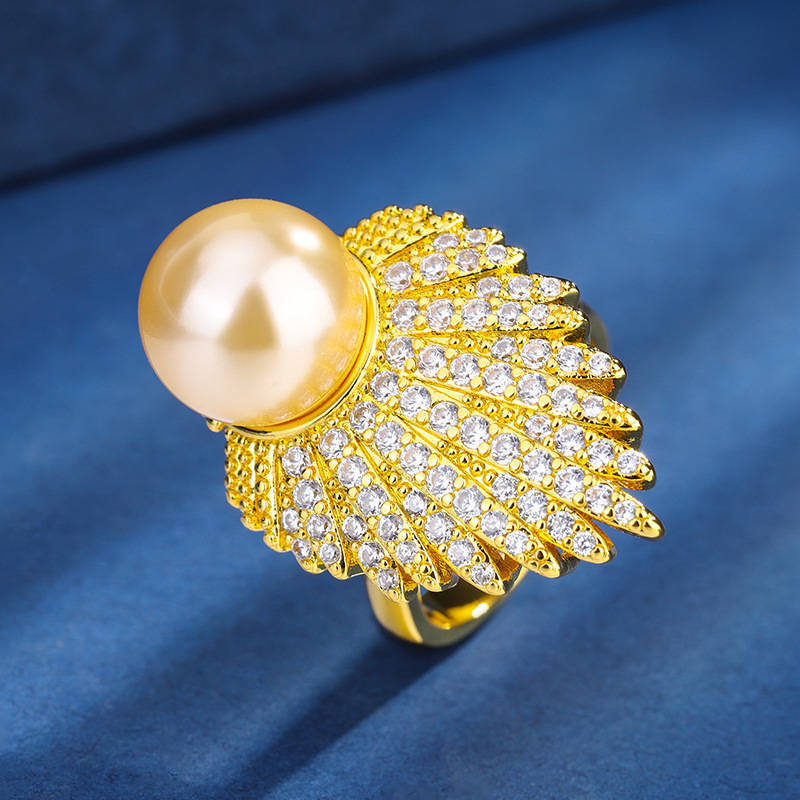 Zhuang Sheng joyas cobre inferior chapado en oro con incrustaciones de perlas fritillary coreano simple oro perla traje 12mm al por mayor