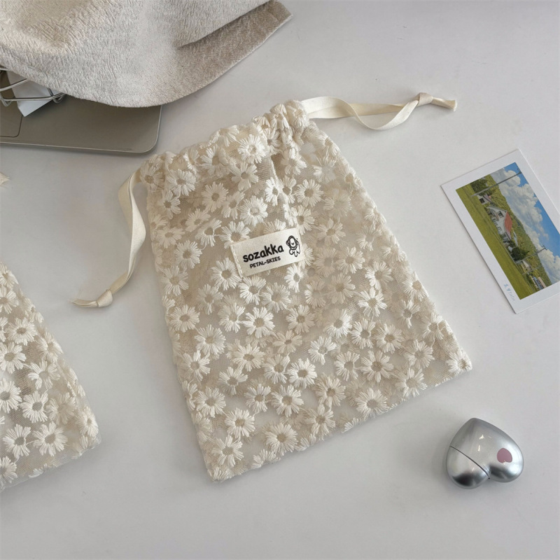 5361網糸レース刺繍デイジー収納袋束ポケット旅行スキンケア品分注袋雑物収納袋|undefined