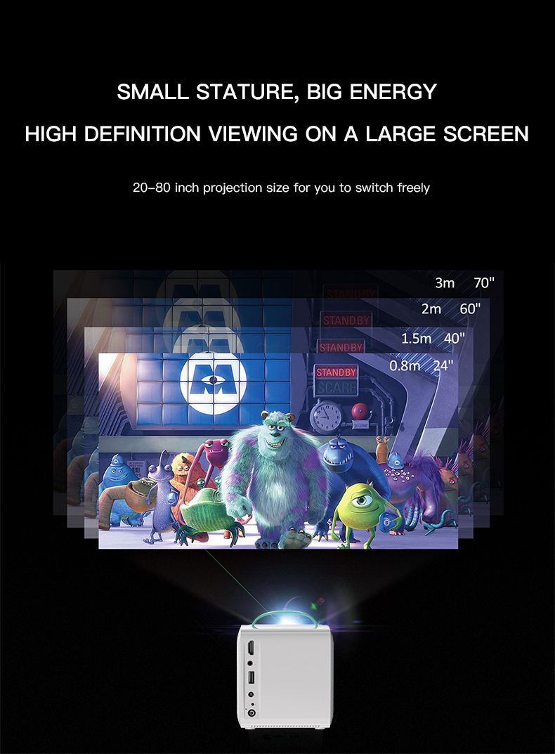Dış Ticaret Yeni Model Q2 Mini Projeksiyon Cihazı Ev Kullanımı HD Telefon Kablosuz Ev Sinema Ekran Yayını Taşınabilir Projektor