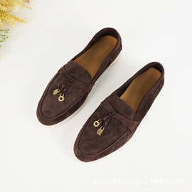 2024欧美乐福鞋女LP金属扣女单鞋懒人鞋羊绒穆勒鞋圆头女鞋高品质