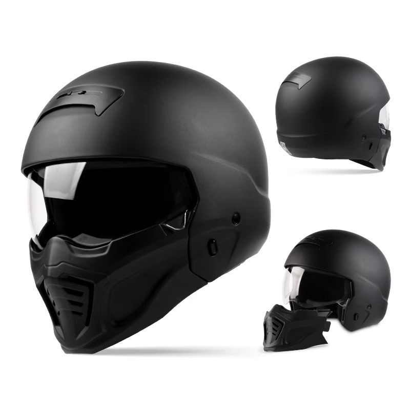 [En Existencia] Casco de Motocicleta Certificado 3C, Casco Integral Retro de Invierno para Motocicleta y Vehículo Eléctrico, para Hombre y Mujer, Combinación Scorpion