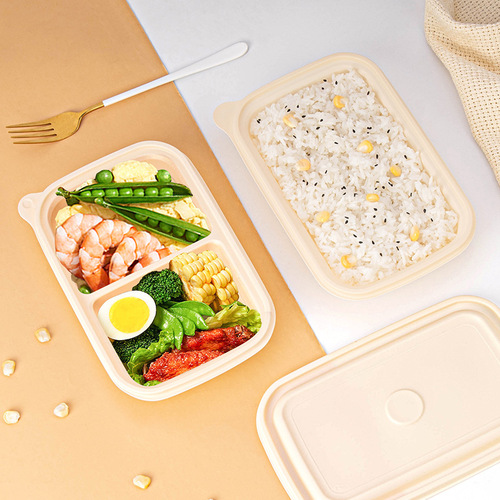 Saizhuo disposable corn starch lunch box, environmentally friendly and biodegradable take-out packaging box, single-compartment and two-compartment fast food lunch box