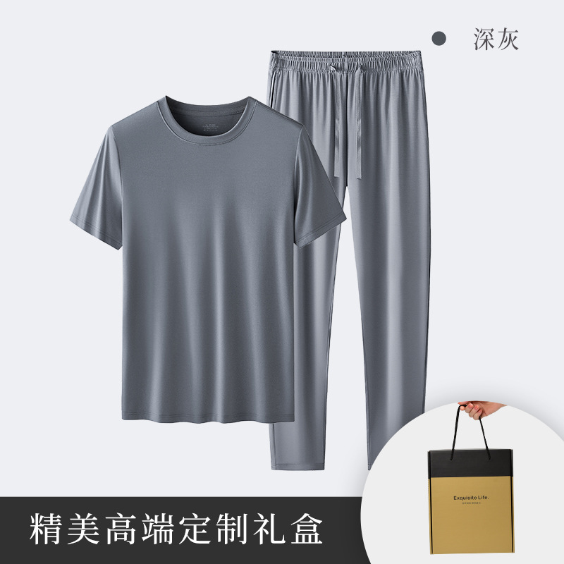 80 pijamas modales de verano de doble cara para hombre, pantalones de manga corta, ropa de hogar informal y agradable para la piel