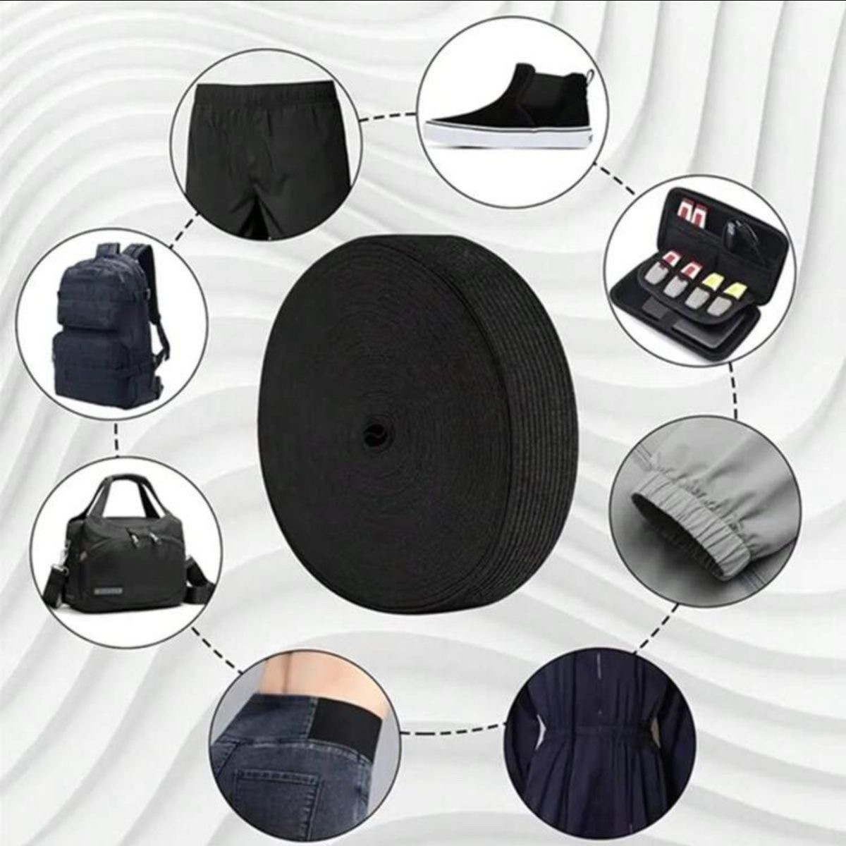 儿童裤子腰黑色橡皮筋松紧带高弹力耐用加厚松紧带宽松紧绳细橡筋