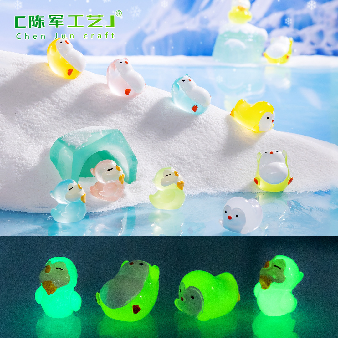Chim cánh cụt phát sáng, móc treo trang trí DIY, tiểu cảnh để bàn mini (z-CJ-1138)