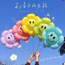 太阳花笑脸花朵气球手持手拿小雏菊幼儿园运动摆摊地推向日葵铝膜