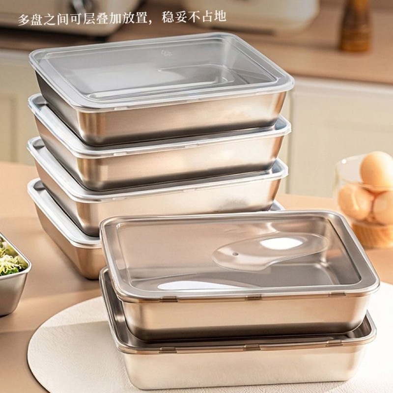ステンレス製フレーバーボックス、蓋付き鮮度保持ボックス、食品グレードの密封ボックス、タオルトレイ、角型食品準備ボックス、弁当箱、包装箱|undefined