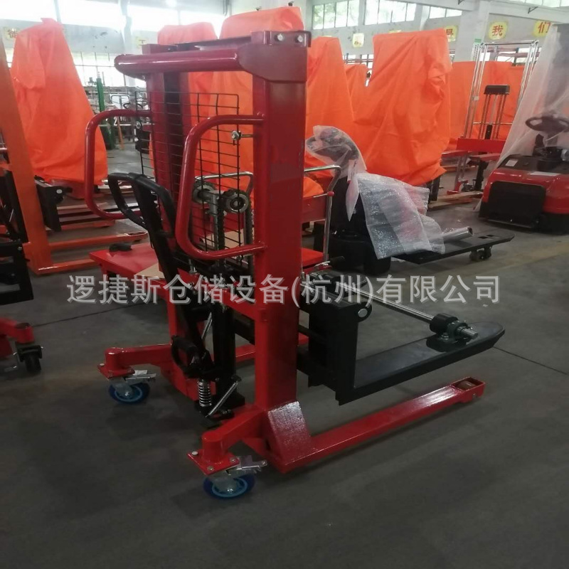 手动线轴堆高车非标卷料升高车卷膜堆高车搬运叉车装卸车胶辊筒车