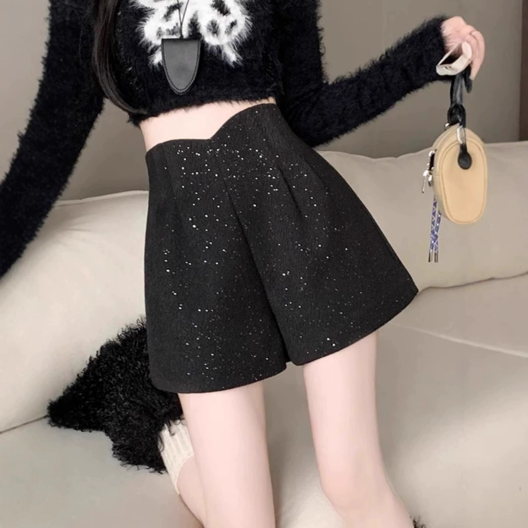 Демисезонные шерстяные ногти с Sequins, шорты, штаны, ботинки, А-силуэт