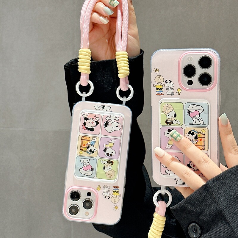Snoopy Dog Suitable for Apple 17 Cartoon iPhone 16 Pro Max/15 Card Holder Lanyard 12 Pro Soft 13