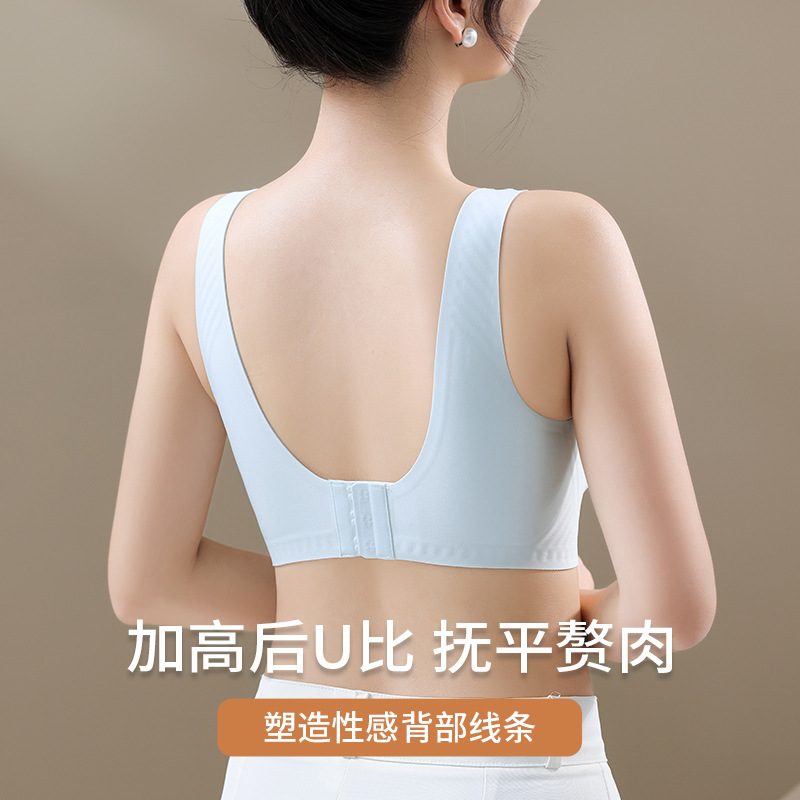Gran tamaño ligero y delgado sin marcas de soporte suave ropa interior damas sin anillo de acero recopilación sujetador anti-caída soporte superior fija copa sujetador