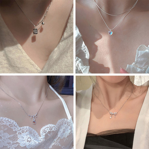 Colorful Galaxy~925 silver lucky pearl necklace female butterfly cold light luxury sparkling diamond ins style niche clavicle chain