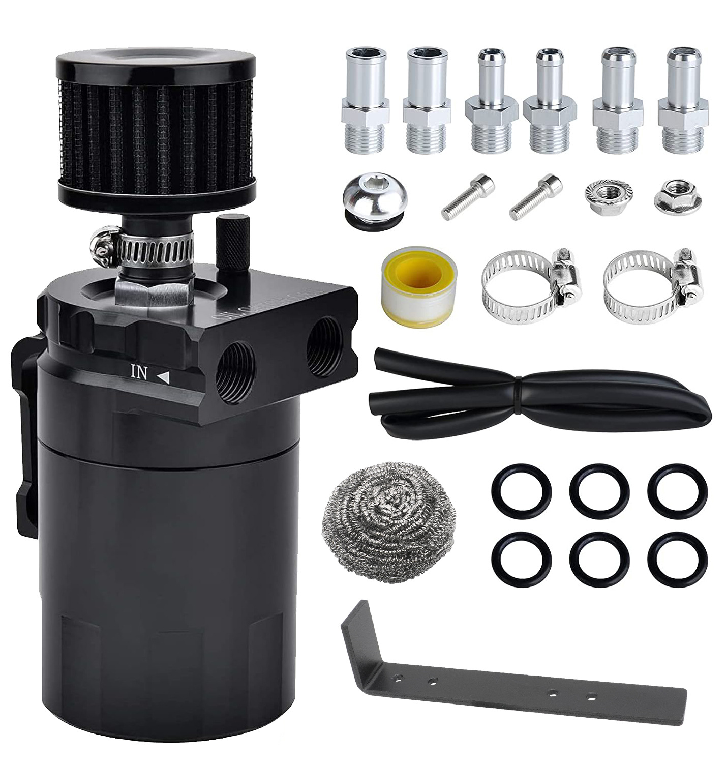 General Automobile 300ml Aluminum Engine Oil Waste Gas Breathable Pot Recycling Filter Pot Oil Gas Separator Oil Tank