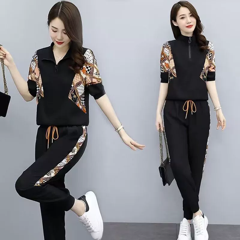 Внешняя торговля трансграничные модные брюки женские летние 2025 новые уменьшенные иностранные топы повседневные брюки из двух частей