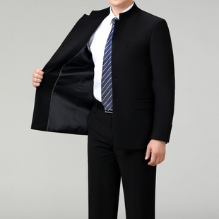 Mao Suit Men's suit High-end Autumn New Casual Business Collar Wool Suit Middle-aged Men's Suit
