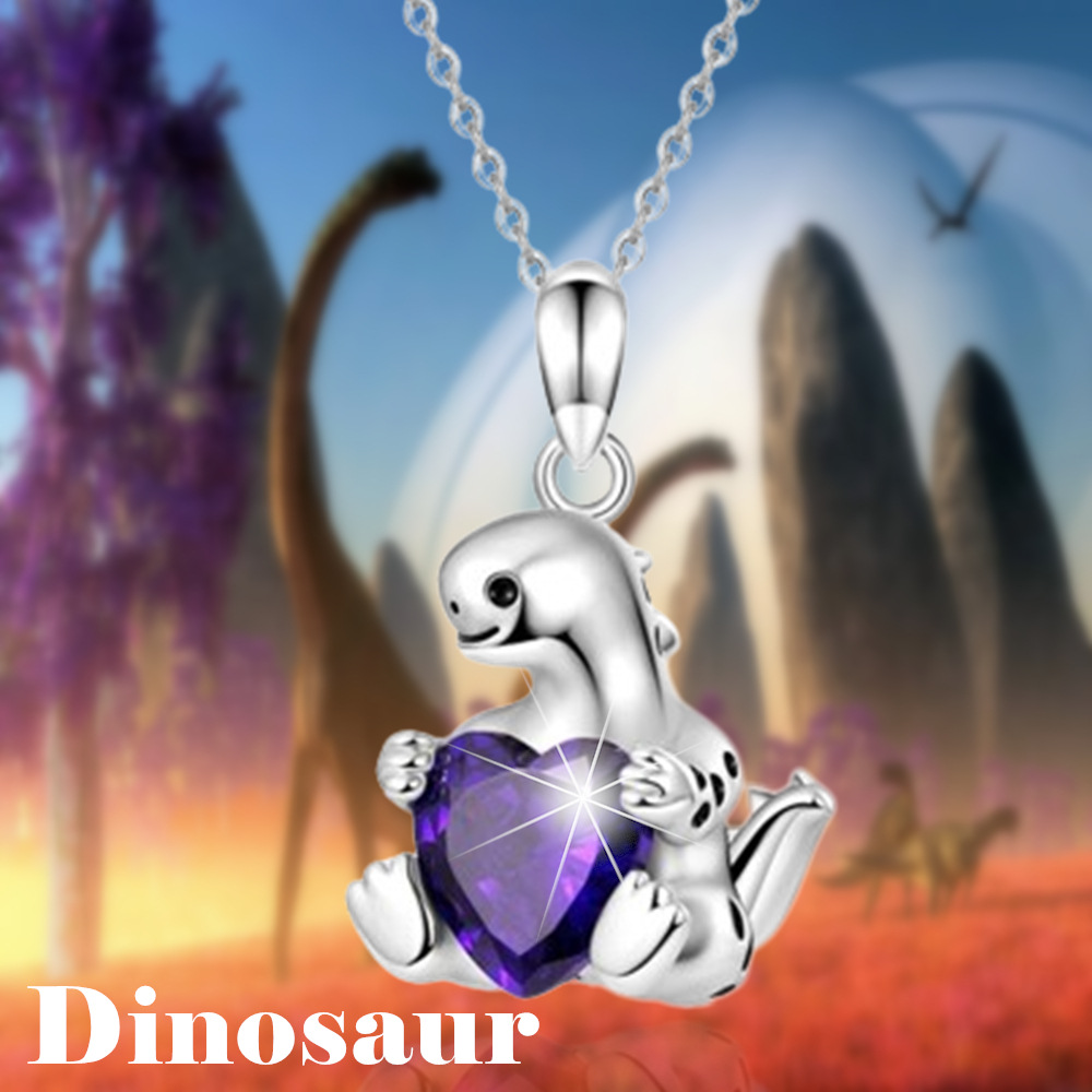 Collana con ciondolo a forma di drago dal collo lungo e cristallo viola, squisita gioielleria da donna, accessori regalo_voghion.com