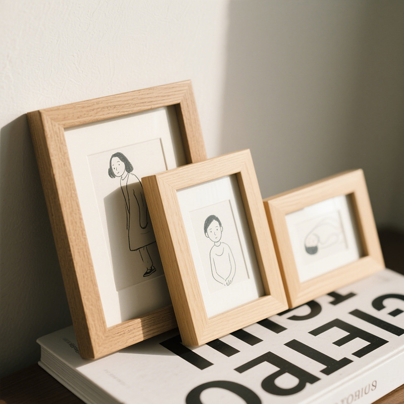 Photo Frame Ornament 5inch 6inch Wooden Square Picture Frame Display Ins Style 3D Commemorative Display Photo Gift