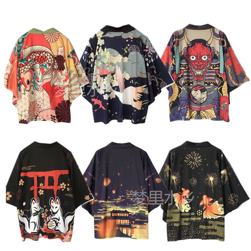 Japanese New 2023 carp Fox 3D digital printing Harajuku kimono cloak coat pajamas cardigan summer Japanese New 2023 carp Fox 3D digital printing Harajuku kimono cloak coat pajamas cardigan summer