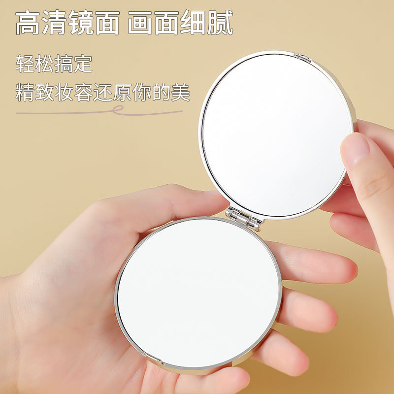 女性用電気メッキ両面小型ミラー、ポータブル折りたたみ小型丸型ミラー、卓上スタンド化粧鏡、ポータブルミニハンドヘルドミラー|undefined
