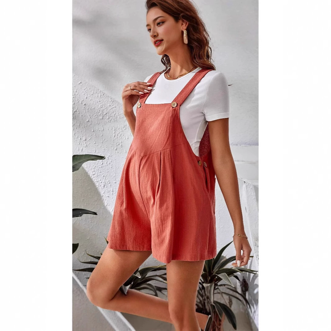 Set for pregnant, shorts, T-shirt, adjustable suspenders, overall, European style