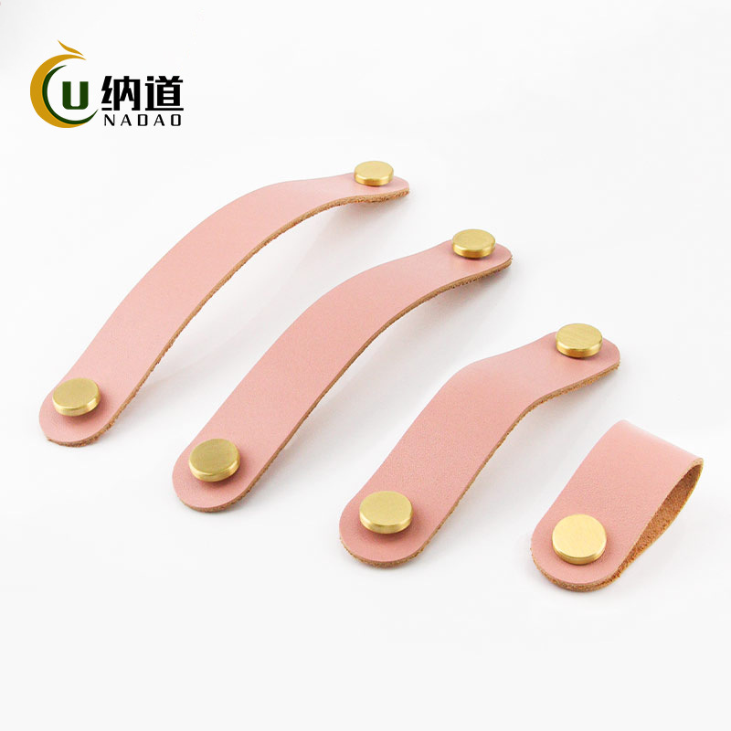 Nordic Tatami Wardrobe Door Handle, Top-Grade Leather Hardware, Minimalist Drawer Pulls in Genuine Cowhide Leather