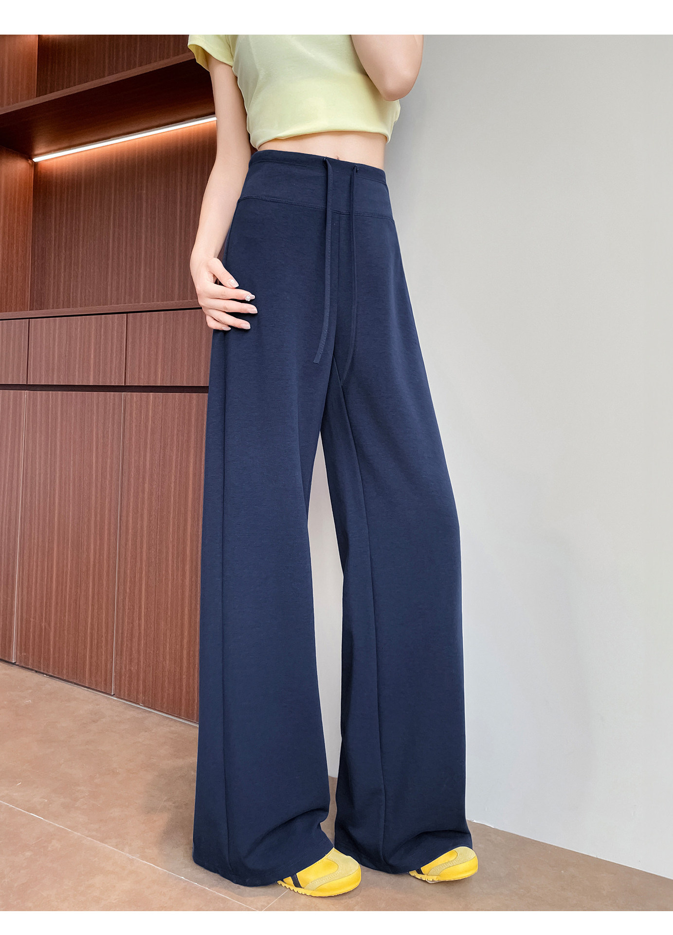 Quần legging yoga nữ cạp cao ống suông chất liệu lụa băng mát mẻ — Màu trắng gạo - Extended chi tiết 29
