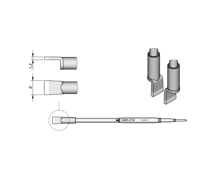 西班牙 JBC C420274 双列烙铁头6,0 C420-274