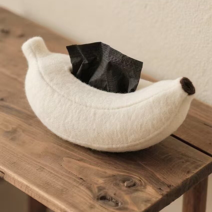 Plush Banana Tissue Box Cartoon Cute Office Car Tissue Box Creative Desktop Decoration Home Decoration New